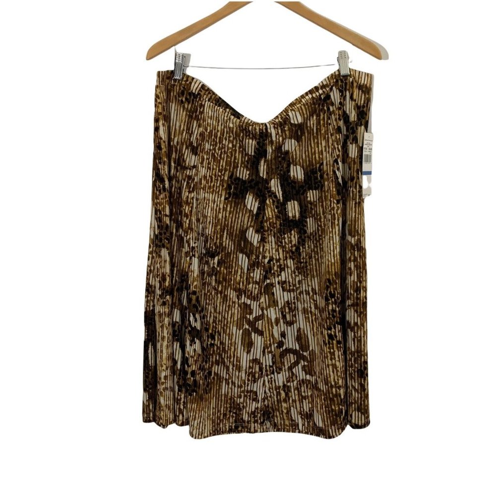 Alfred Dunner Pull On Elastic Waist Skirt Jungle Habitat NWT $56 Animal Print